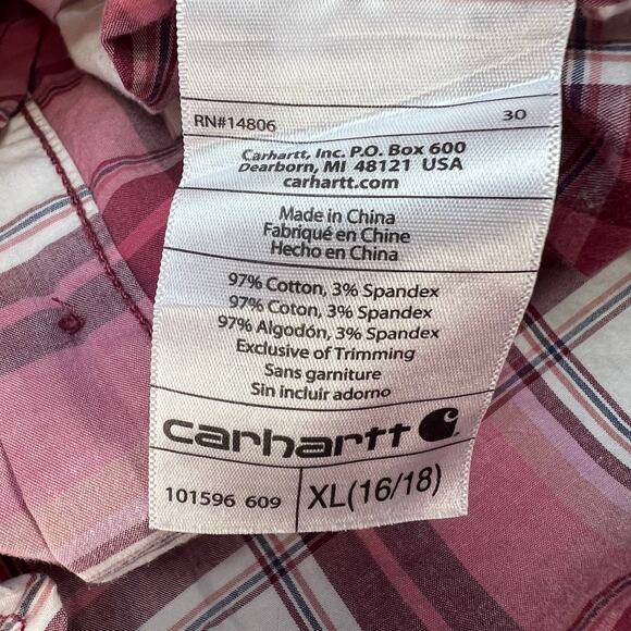 Carhartt Women's Button Up Shirt Size XL Plaid 3/4 Sleeve 101596 - Picture 8 of 12